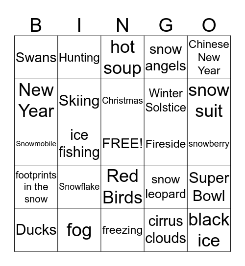 Winter Bingo Card