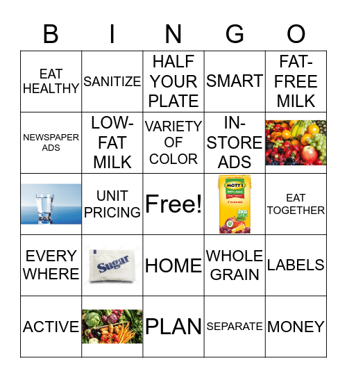 Faithful Families - Eating Smart & Moving More Bingo Card