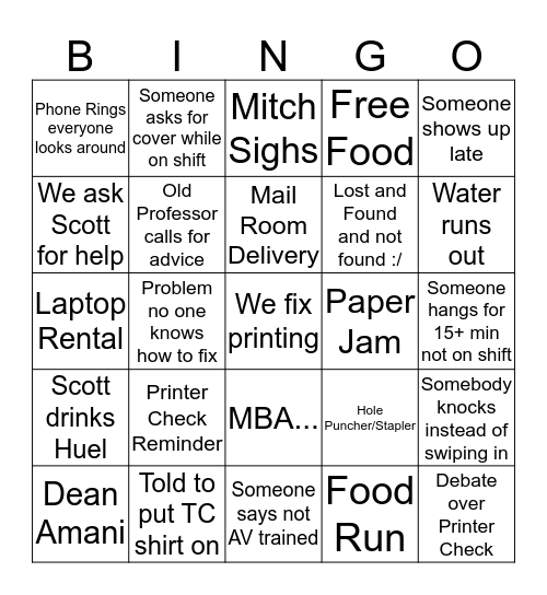 TC Bingo Card