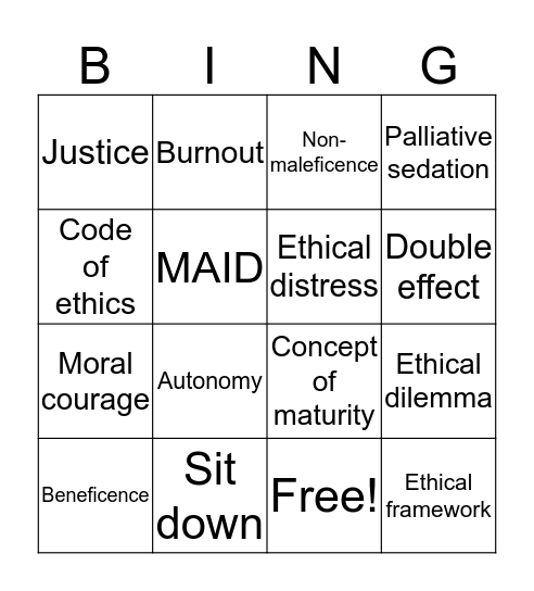 Ethical Practice Bingo Card