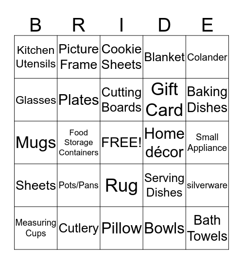 Karla's Bridal Bingo! Bingo Card