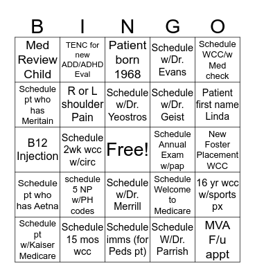 CALL CENTER BINGO Card