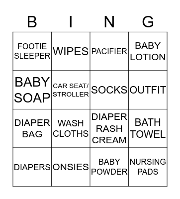 BABY SHOWER Bingo Card