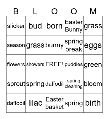 SPRING FLING Bingo Card