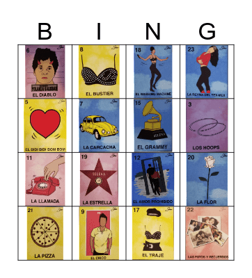 Jewelry Selena Bingo Card