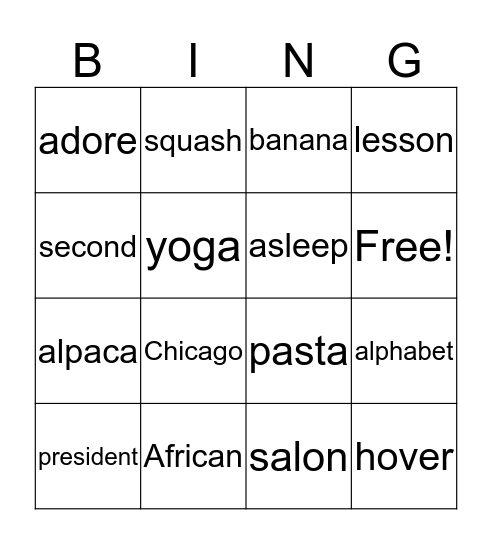 Schwa /u/ Bingo: Letters a, o, i Bingo Card