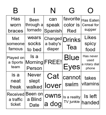 Get to know ME! Bingo Card