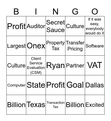 AFM Bingo Card