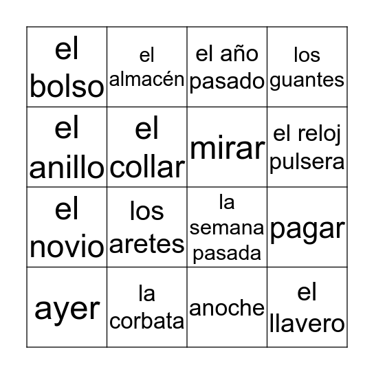 LA ROPA Bingo Card