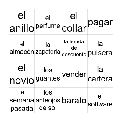 LA ROPA  Bingo Card