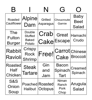 Swift Menu Bingo Card