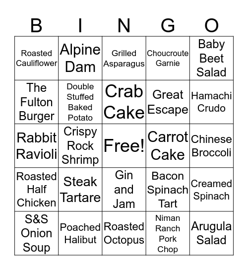 Swift Menu Bingo Card
