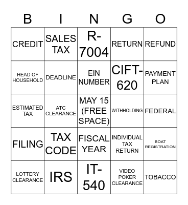 BINGO TAX DAY Bingo Card