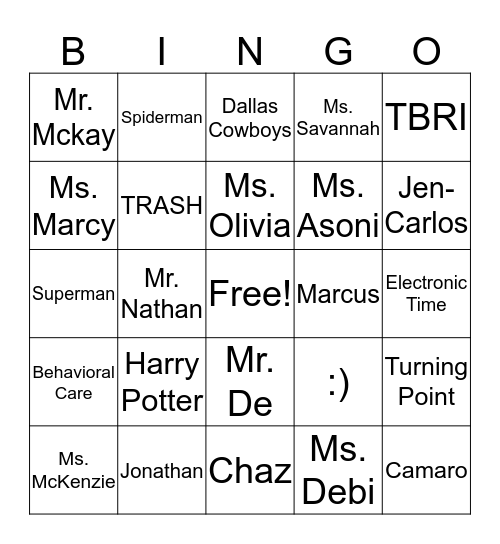 BC BINGO Card