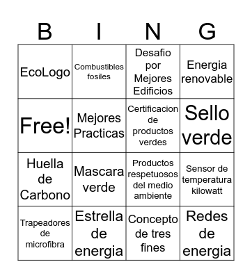 GJEP Vocabulary Bingo Card