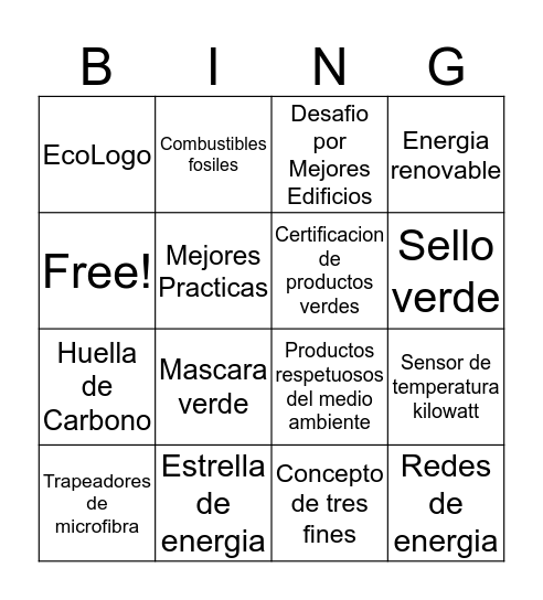 GJEP Vocabulary Bingo Card