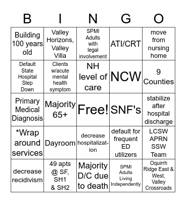 Outreach Division Bingo Card