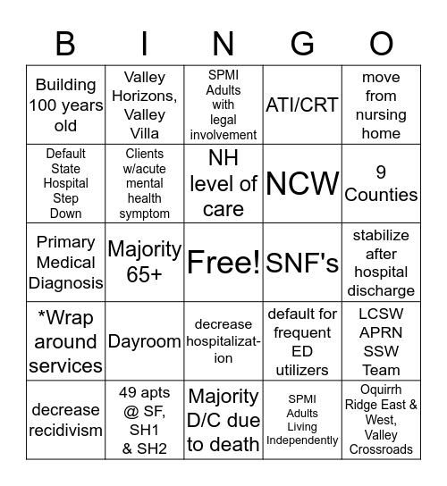 Outreach Division Bingo Card