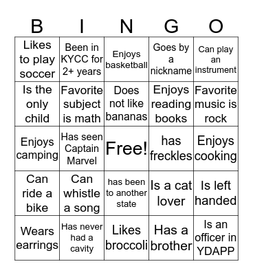 Human Bingo Card
