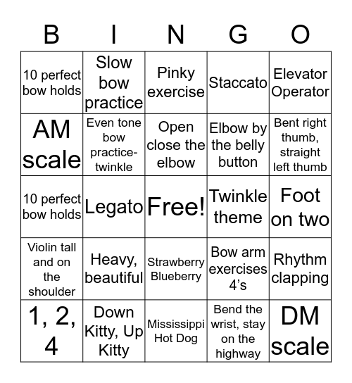 Tom’s Bingo Card