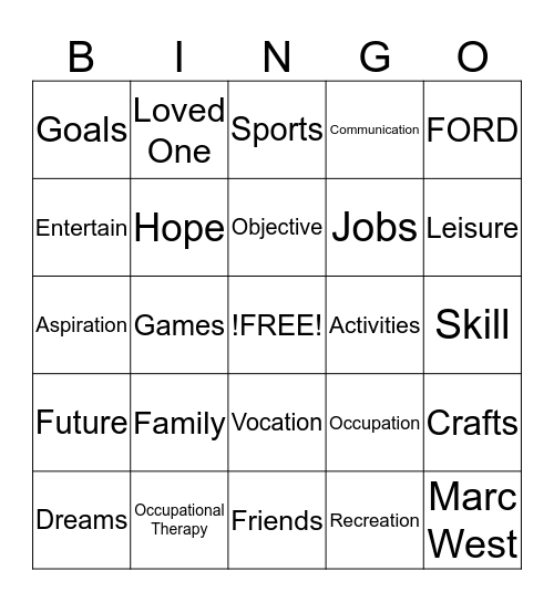 FORD Bingo Card