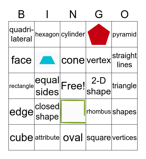 Second Grade Shape Bingo Card