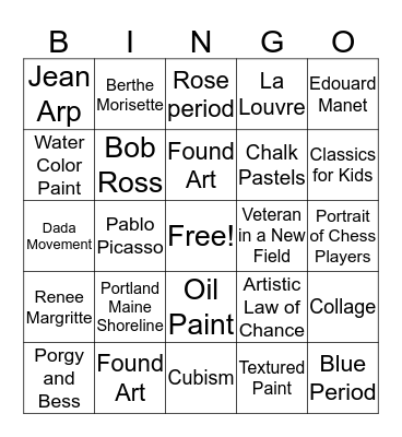 Art Midterm Bingo Card