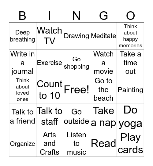 COPING SKILLS Bingo Card