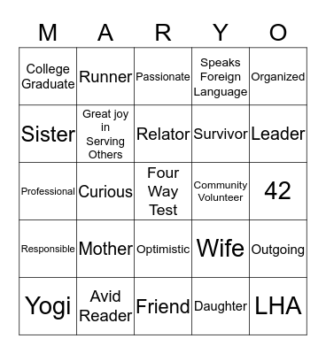 Who am I? Bingo Card