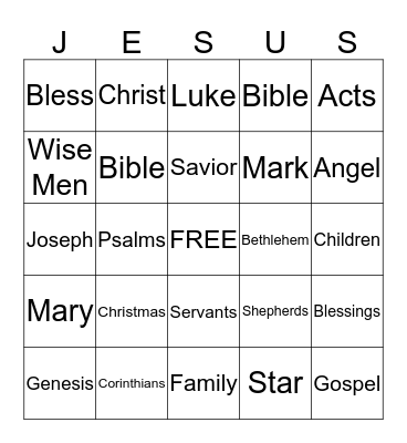 Christian Bingo Card