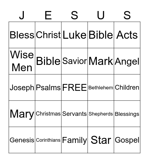 Christian Bingo Card