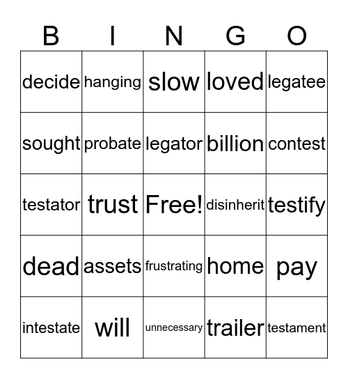 The Law Office of Erika L. Finley Bingo Card