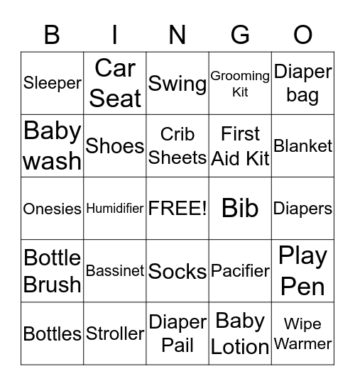 Baby Bingo Card