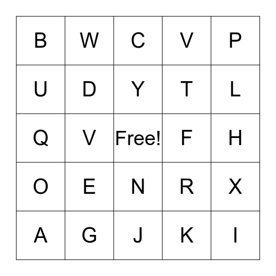 das Alphabet  Bingo Card