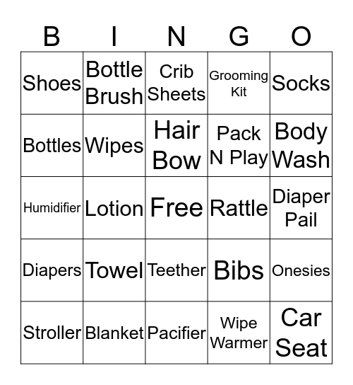 Baby Bingo Card