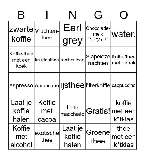 Koffiebingo! Bingo Card