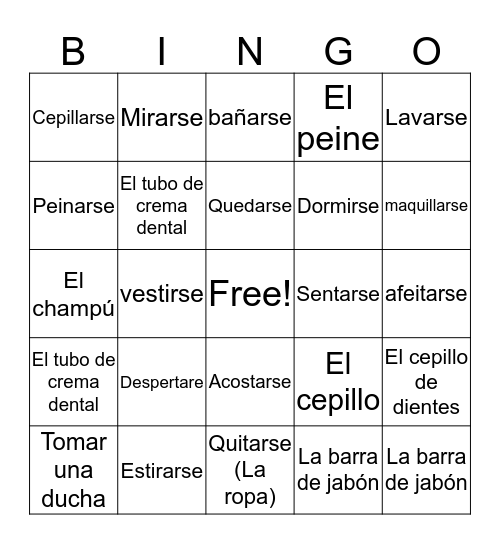 Daily Routine Bingo Card