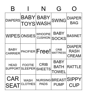 BABY SHOWER Bingo Card