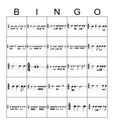 Rhythm Bingo Card