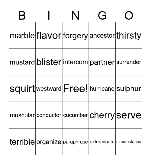 step 8 Post test Bingo Card