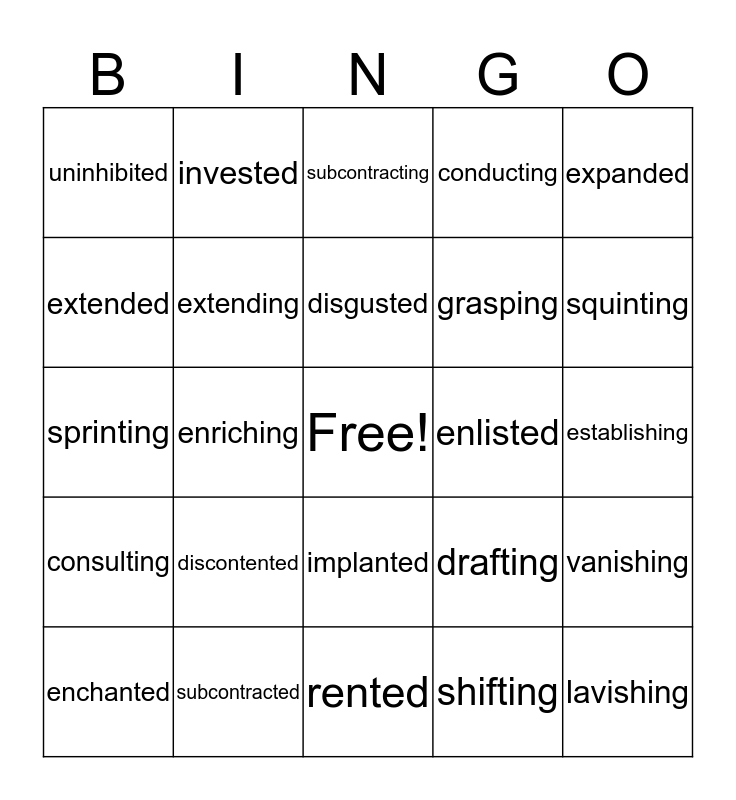 Period 7 Bingo Card