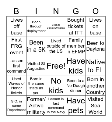 USS LASSEN FRG BINGO Card