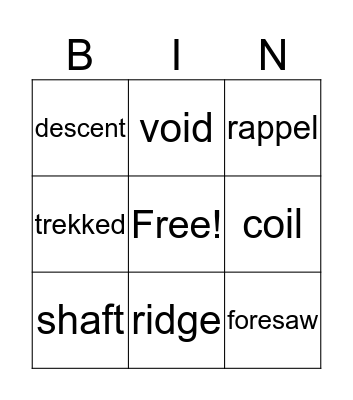 Vocabulary Bingo Card