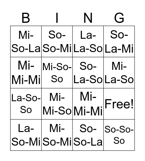 La-So-Mi Bingo Card