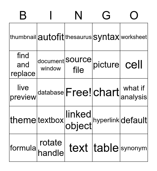 Computers Bingo Card