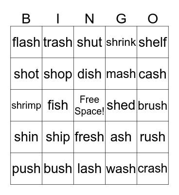 "SH" BINGO Card