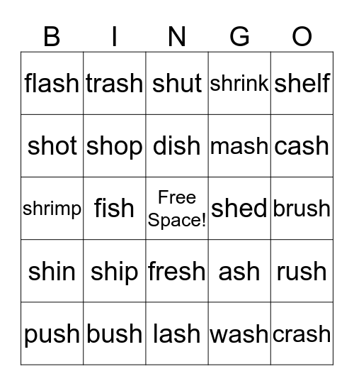 "SH" BINGO Card