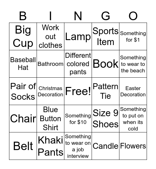 Goodwill Bingo Card