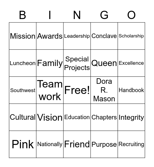 LAS AMIGAS, INCORPORATED Bingo Card