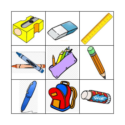 School objects Bingo Card